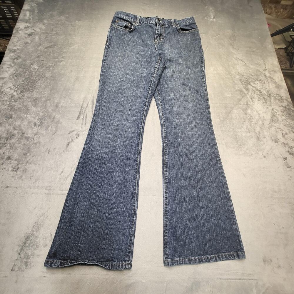 Calvin Klein Jeans Womens 10 Blue Flare Denim Stretch Mid Rise Pants Retro Y2k